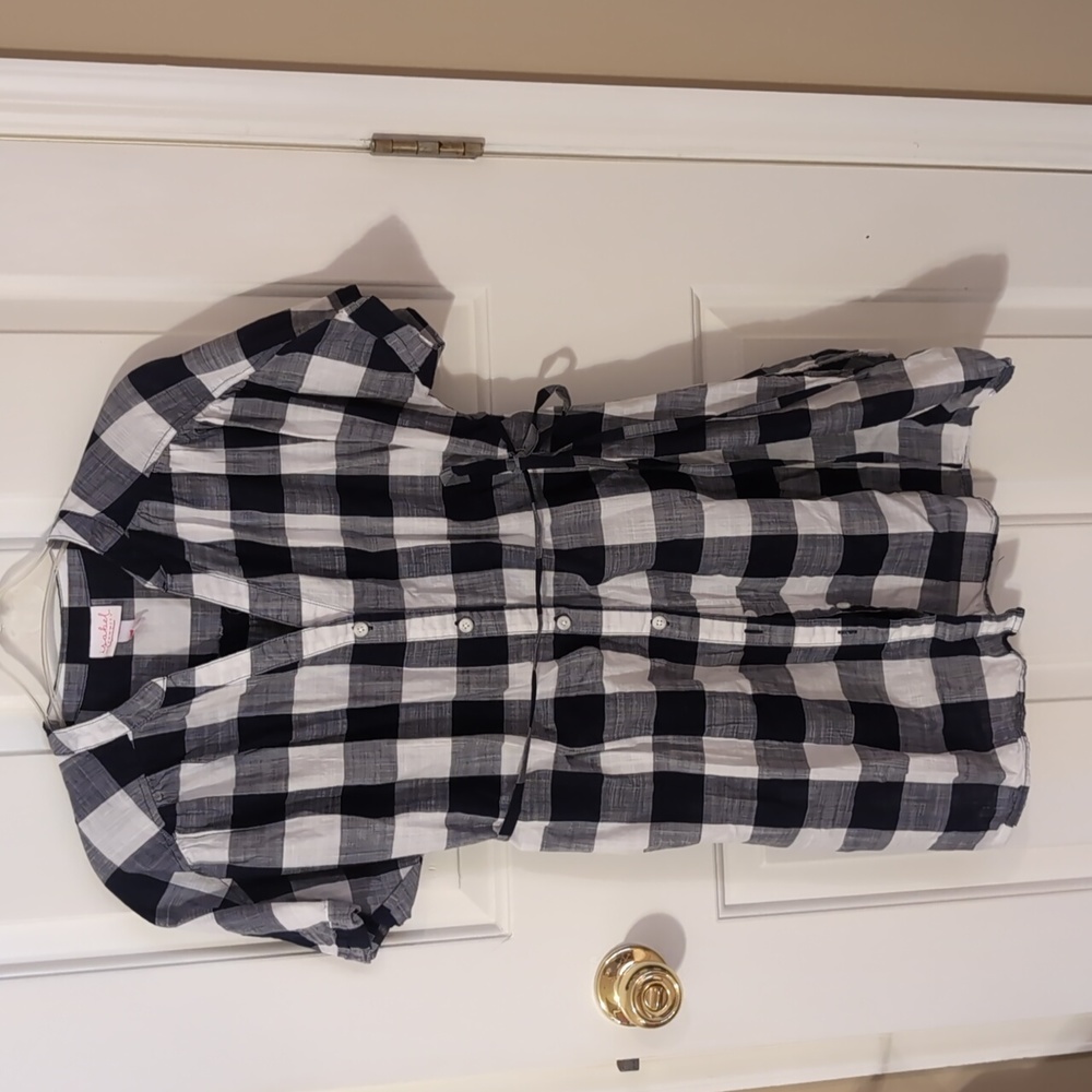 Maternity button-down gingham shirt